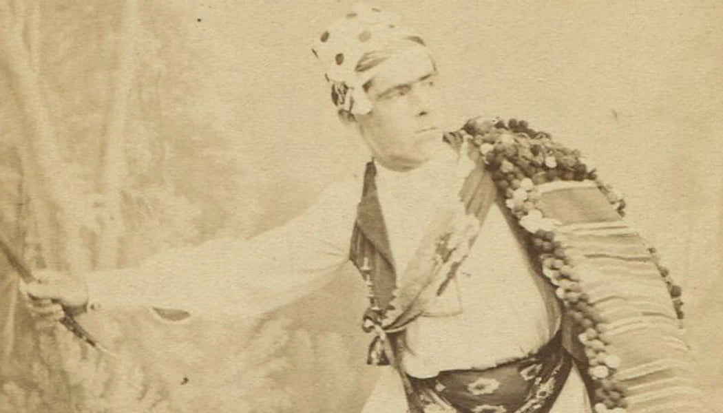 MATADOR DRAMATICALLY POSED WITH CAPE. CDV. MADRID, SPAIN.