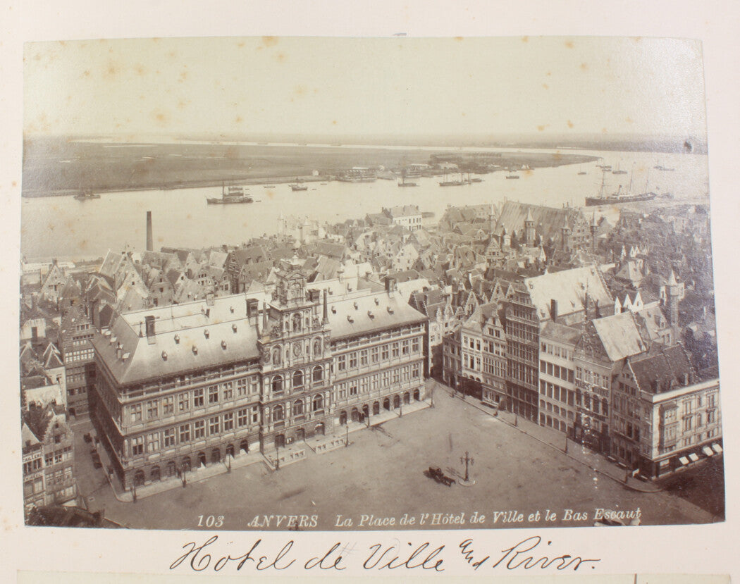 ANTWERP, BELGIUM. HOTEL DE VILLE AND RIVER.  8x10 reprint