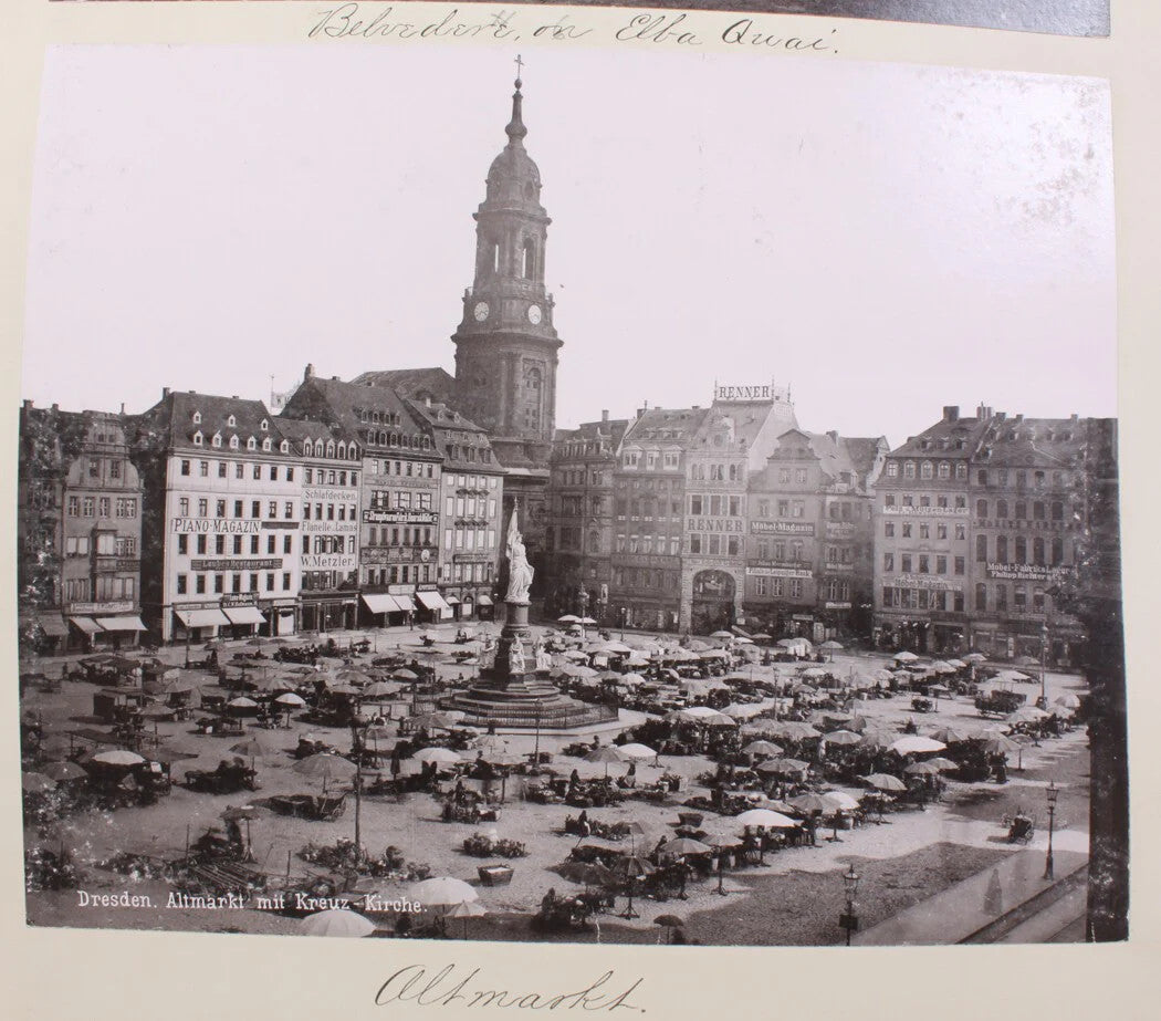 Vintage Dresden Altmarkt Christmas Market 8x10 Photo Print - Germany Holiday