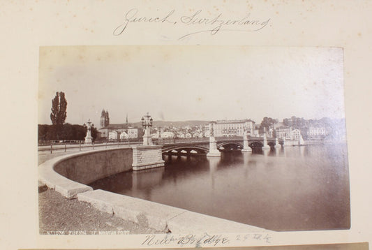 Vintage Zurich Bridge Photo Print, 8x10 Reprint, Swiss Cityscape Wall Art,