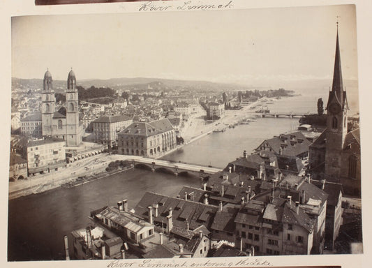 Vintage River Limmat, Zurich, Switzerland 8x10 Photo Print -- Swiss Cityscape