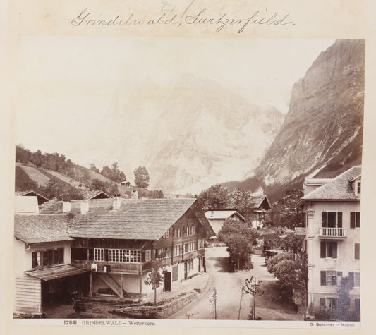 Vintage Grindelwald Switzerland street scene 8x10 photo print, Alpine village
