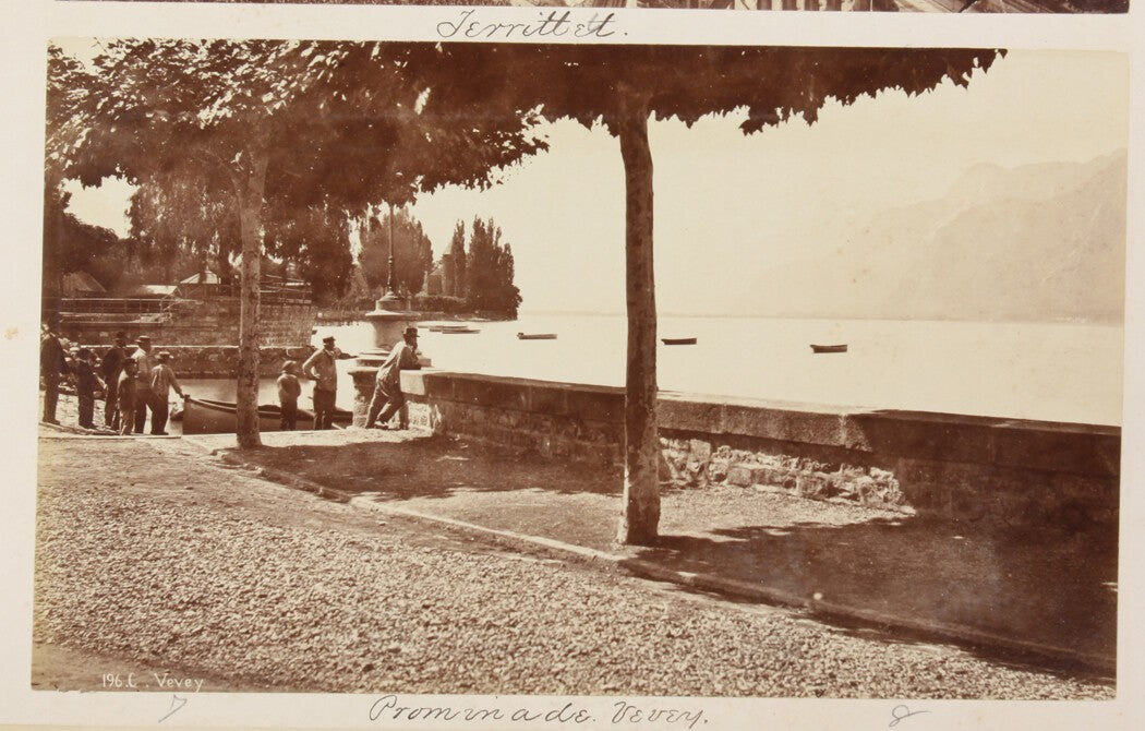 Vintage Vevey Promenade Lake Geneva Switzerland 8x10 Photo Print, Lakeside