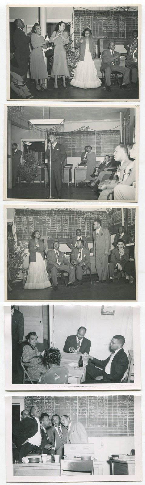 Vintage 5-Piece Christmas Party Photos, African American Community, 1950s -