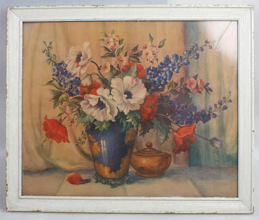 WILLIAM VAN DE PAS FRAME FLORAL 18X22 PRINT - FRAMED