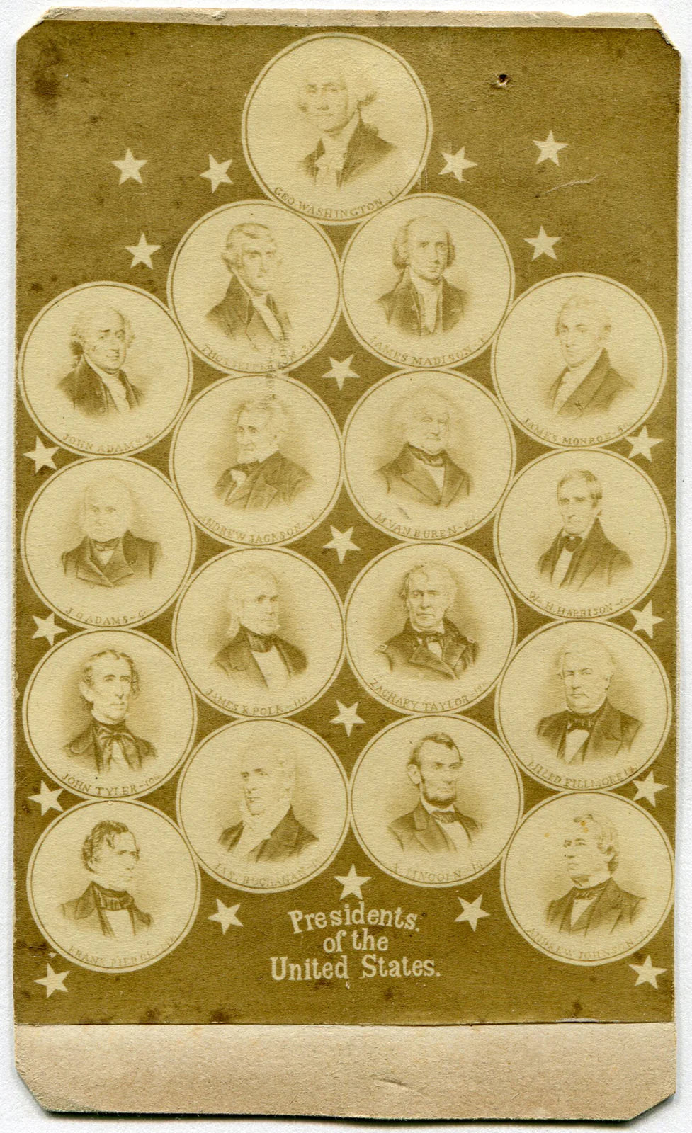 PRESIDENTS OF THE U.S. 17 IMAGES ON CDV.