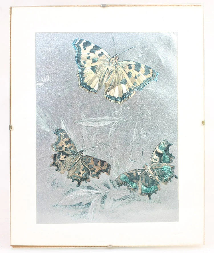 Iridescent Print of Butterflies & Flowers