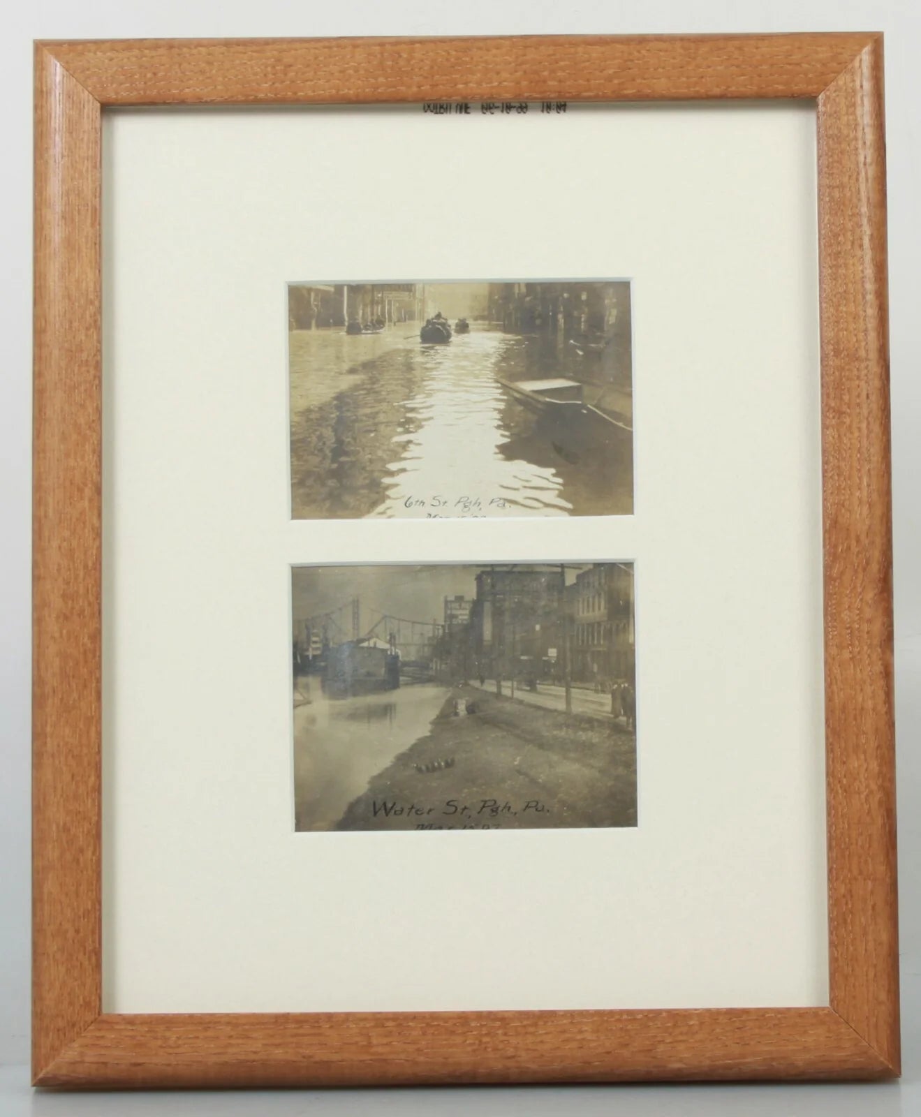 PITTSBURGH FLOOD 1936. 2 B&W PHOTOS, MATTED IN 8X10 FRAME. ARCHIVAL MATTING.
