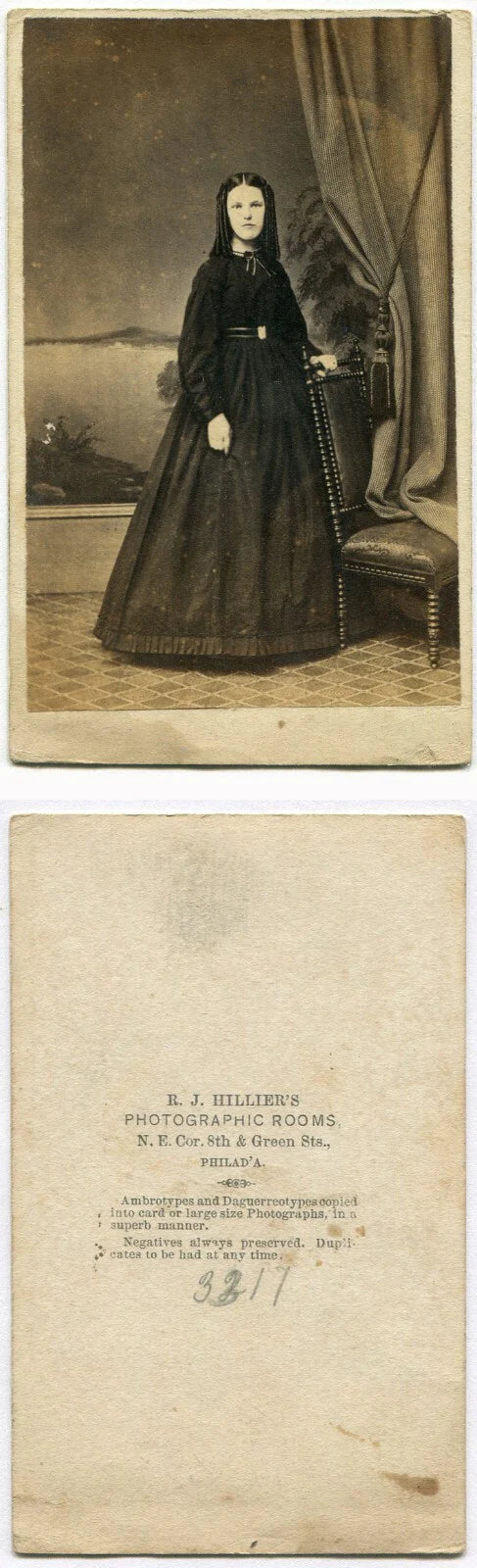 19TH CEN WEDNESDAY ADDAMS LOOK ALIKE. CDV.PHILADELPHIA, PA.