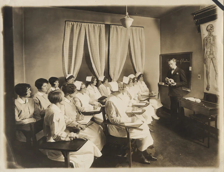 PHOTOS OF ROSELAND COMMUNITY HOSPITAL W/ NURSES LOUNGING & LEARNING - SET OF TWO