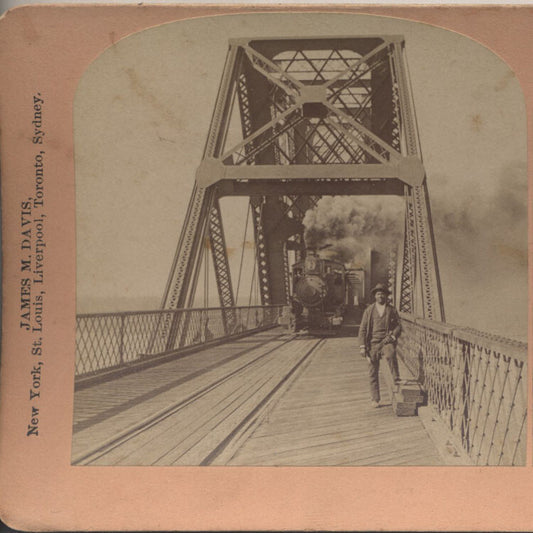 1901 STEREOVIEW OF THE GREAT BRIDGE W/ STEAM TRAIN CROSSING - MEMPHIS, TN