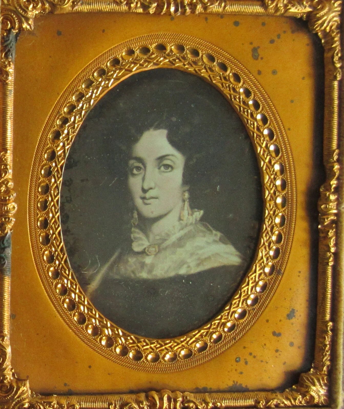 RARE DAGUERREOTYPE OF PAINTING, WOMAN. 6TH PLATE, FULL CASE.