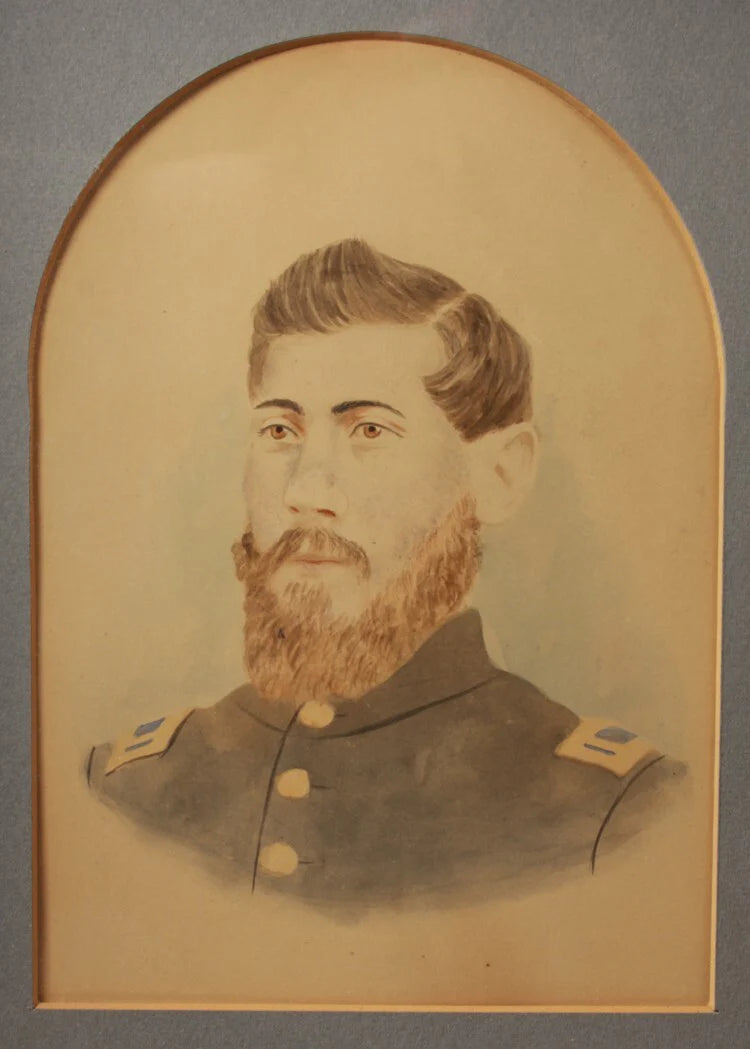 TINTED SALT PHOTO PORTRAIT OF CIVIL WAR SOLDIER IN SHADOW BOX FRAME