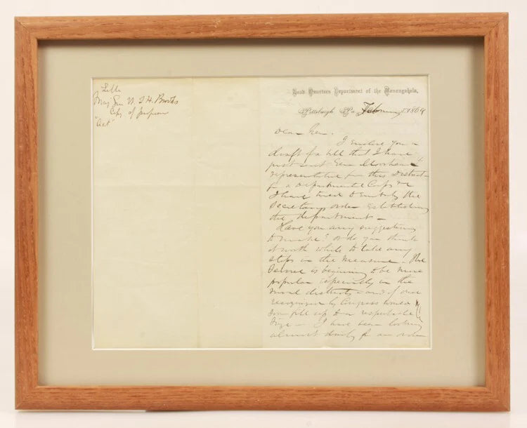 CIVIL WAR DOCUMENT, WILLIAM BROOKS, MONONGAHALA, PA, 1864 - FRAMED