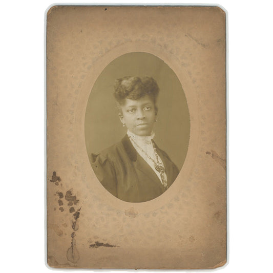 1908 Vintage Photo: African American Woman in Ornate Necklace, Oval Mount Studio
