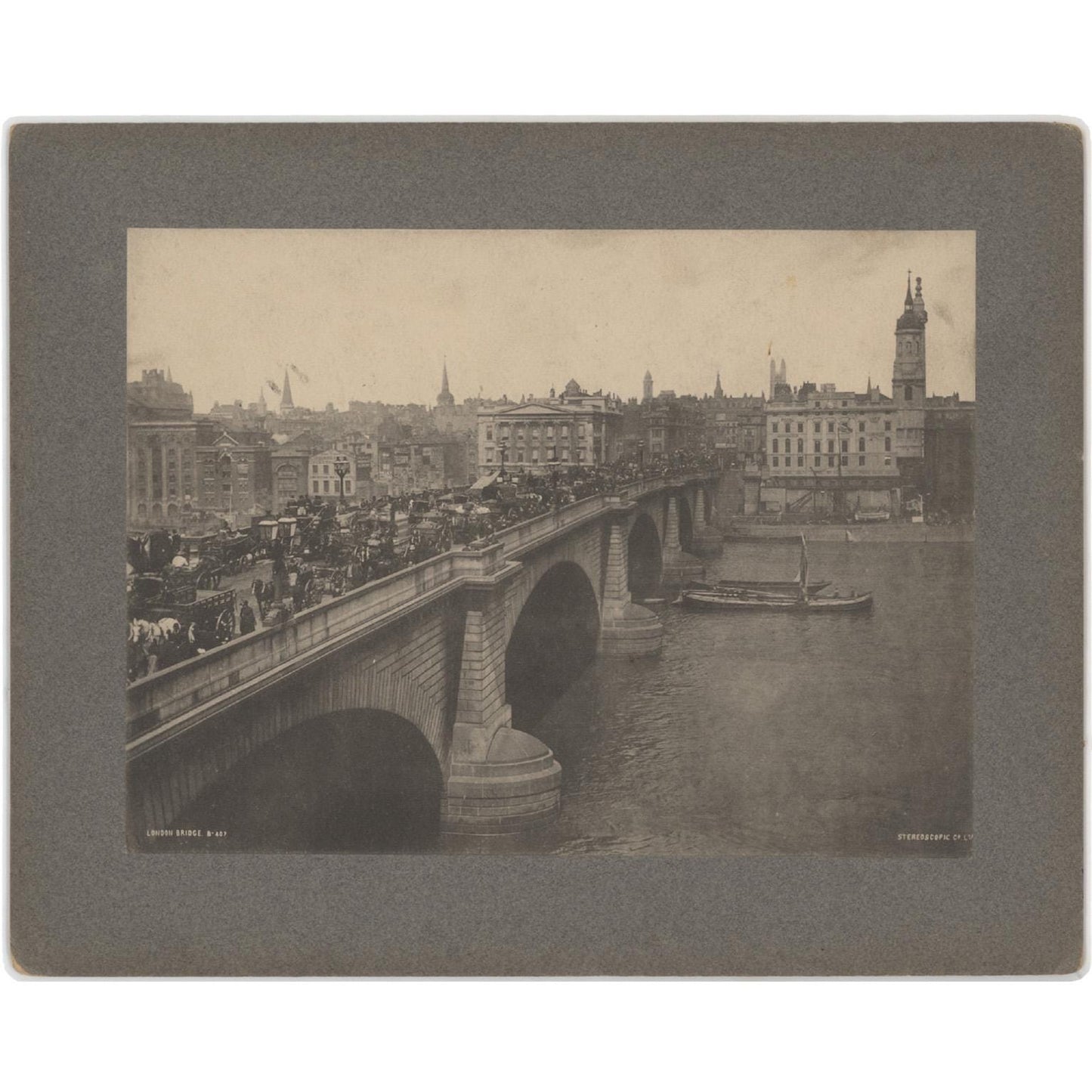 Victorian London Bridge Photograph – 19th Century Albumen Print
