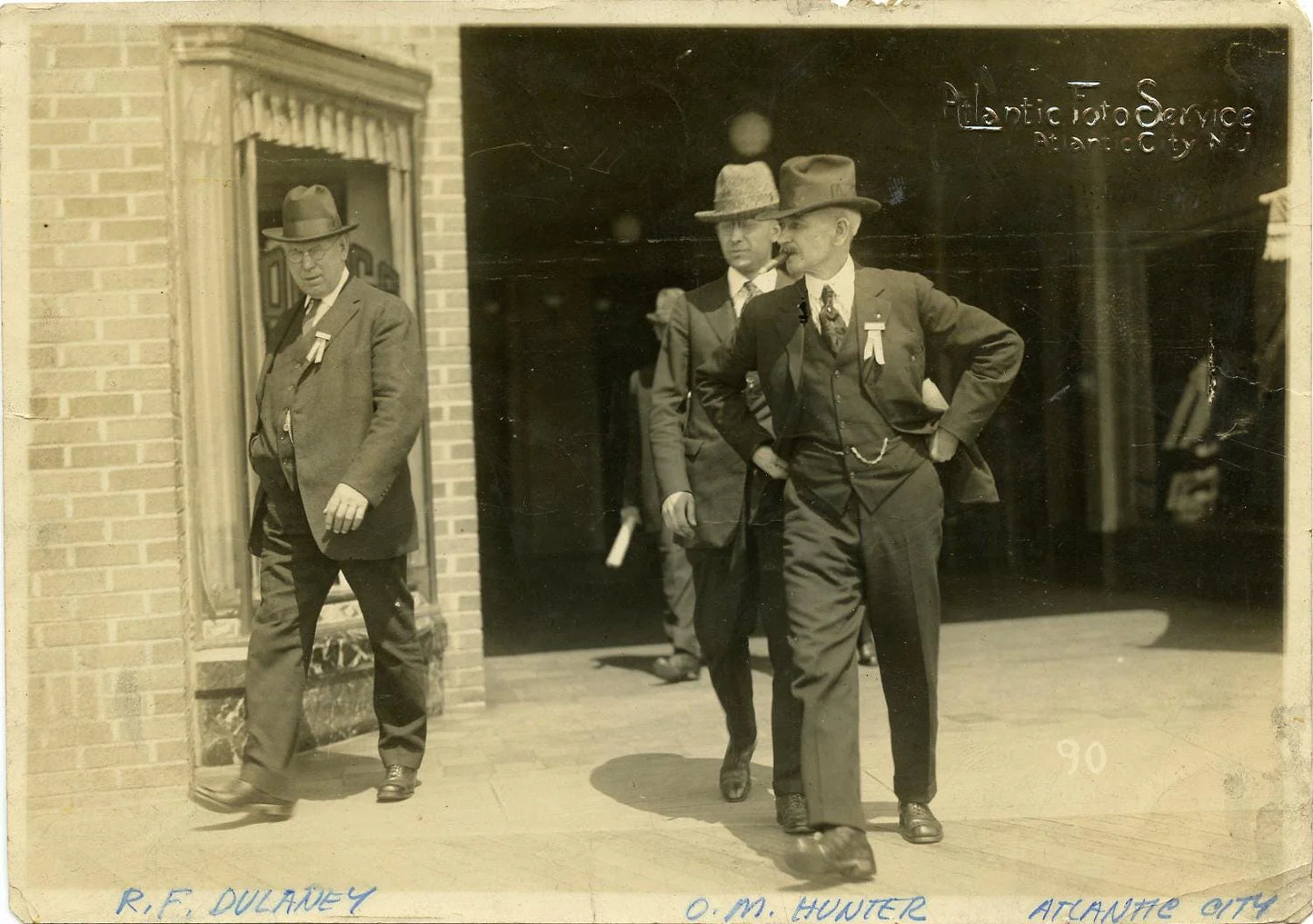 1920s Vintage Photo Atlantic City Man with Cigar and Ribbons