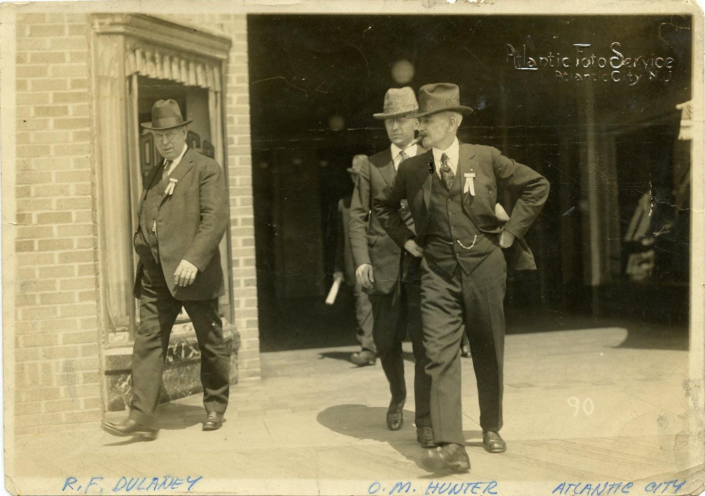 1920s Vintage Photo Atlantic City Man with Cigar and Ribbons