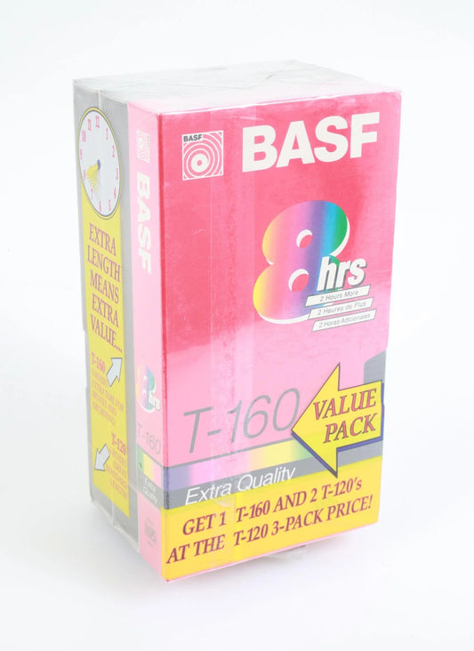 Vintage Sealed 3 Pack BASF VHS Tapes T120 T160 6/8 Hours