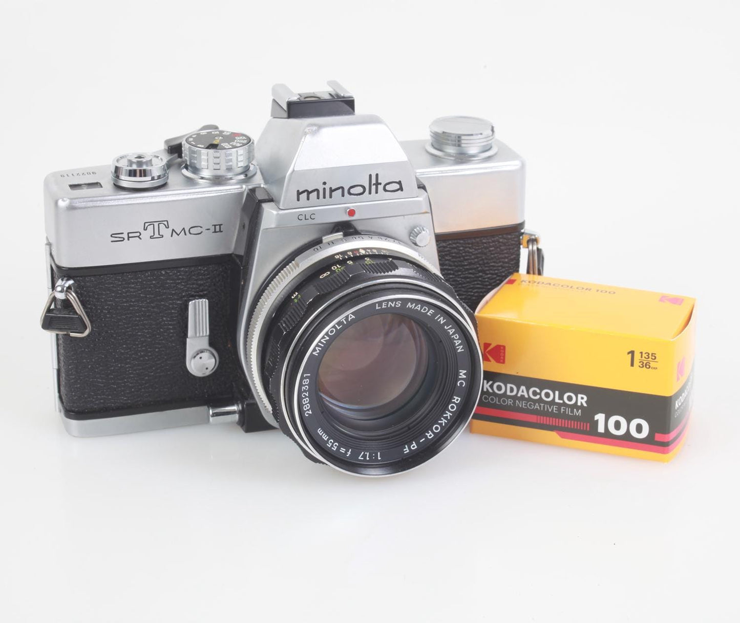 Minolta SRT MC-II 35mm Film Camera w/55mm f/1.7  Lens and Kodacolor 100 Works