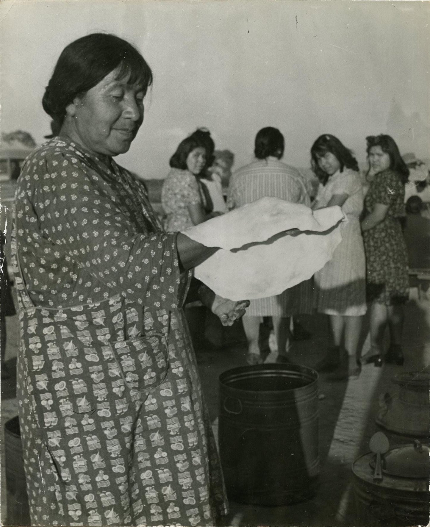 Vintage 1946 B&W Photo Native American Making Food