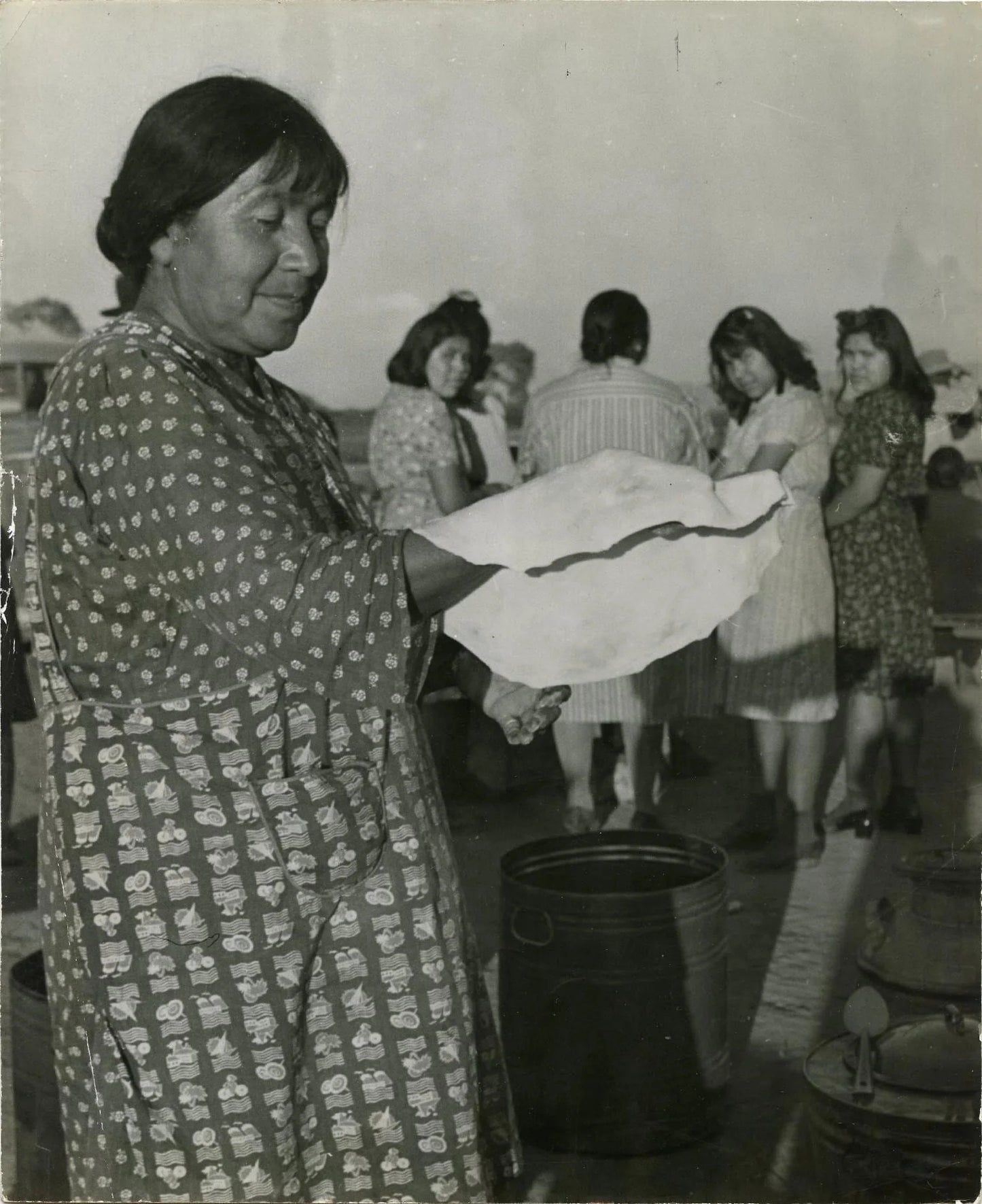 Vintage 1946 B&W Photo Native American Making Food