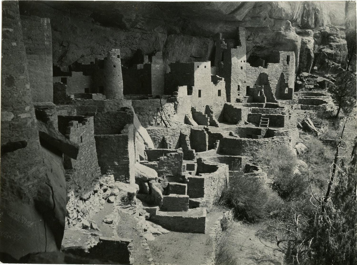 Vintage Silver Photo Native American Ancestral Housing Mesa Verde Cliff Dwellers