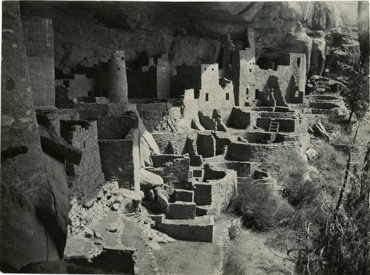 Vintage Silver Photo Native American Ancestral Housing Mesa Verde Cliff Dwellers