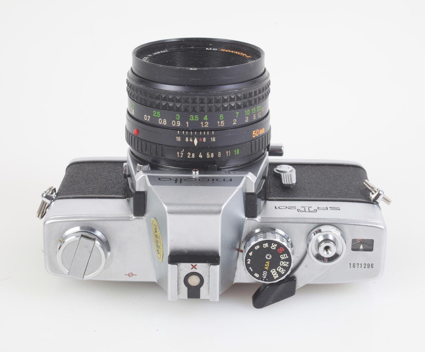Minolta SRT201 35mm SLR Film Camera w/50mm f/1.7 Lens and Starter Film Roll