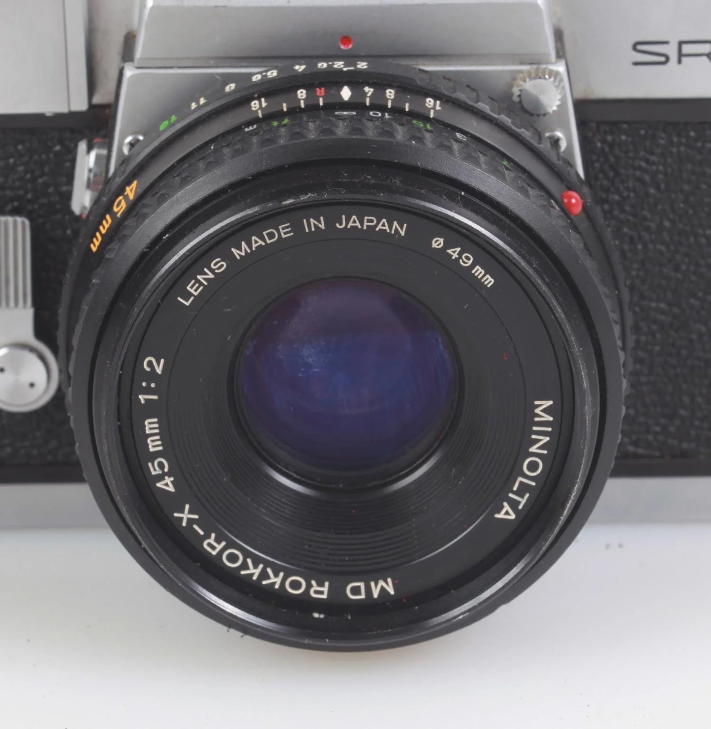 Minolta SR-1S 35mm SLR Film Camera w/Cold Shoe and 45mm f/2 Lens Tested Working