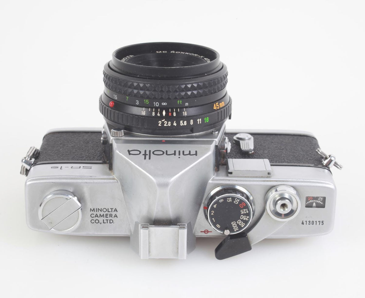 Minolta SR-1S 35mm SLR Film Camera w/Cold Shoe and 45mm f/2 Lens Tested Working