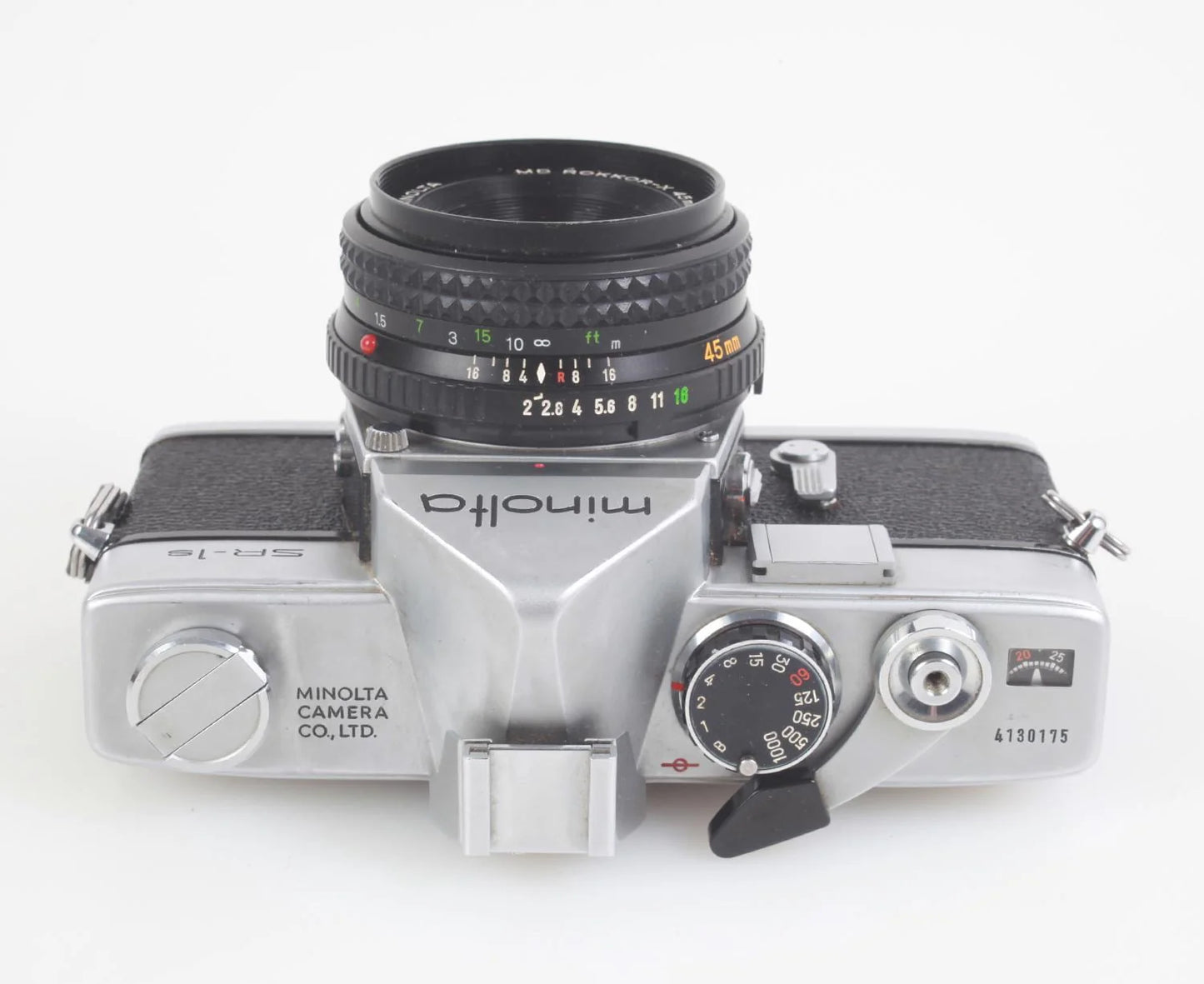 Minolta SR-1S 35mm SLR Film Camera w/Cold Shoe and 45mm f/2 Lens Tested Working