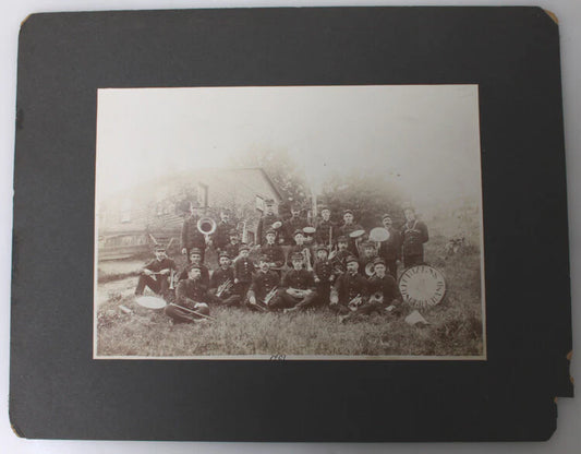 1901 PORTRAIT OF CITIZENS CONCERT BAND W/ INSTRUMENTS OUTDOORS - EMLENTON, PA