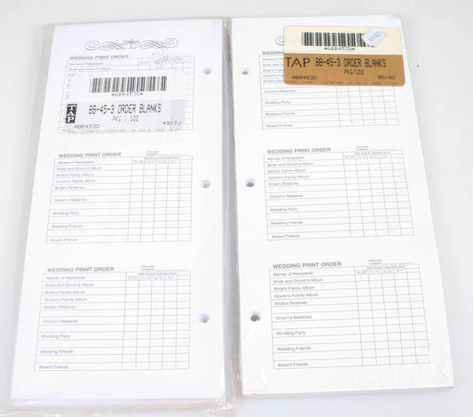 WEDDING PHOTO ORDER FORMS 2 PACKS OF 100, NEW OLD STOCK