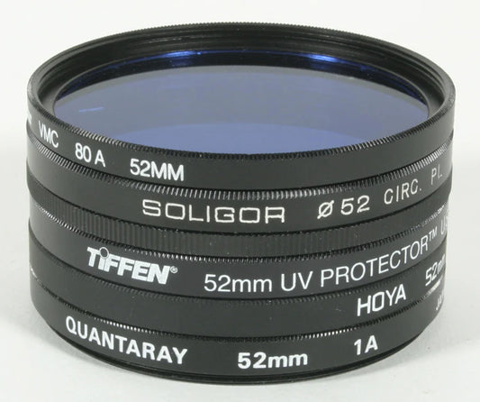 52MM FILTERS SET OF 5 80A CPL UV STAR-SIX SKYLIGHT 1A