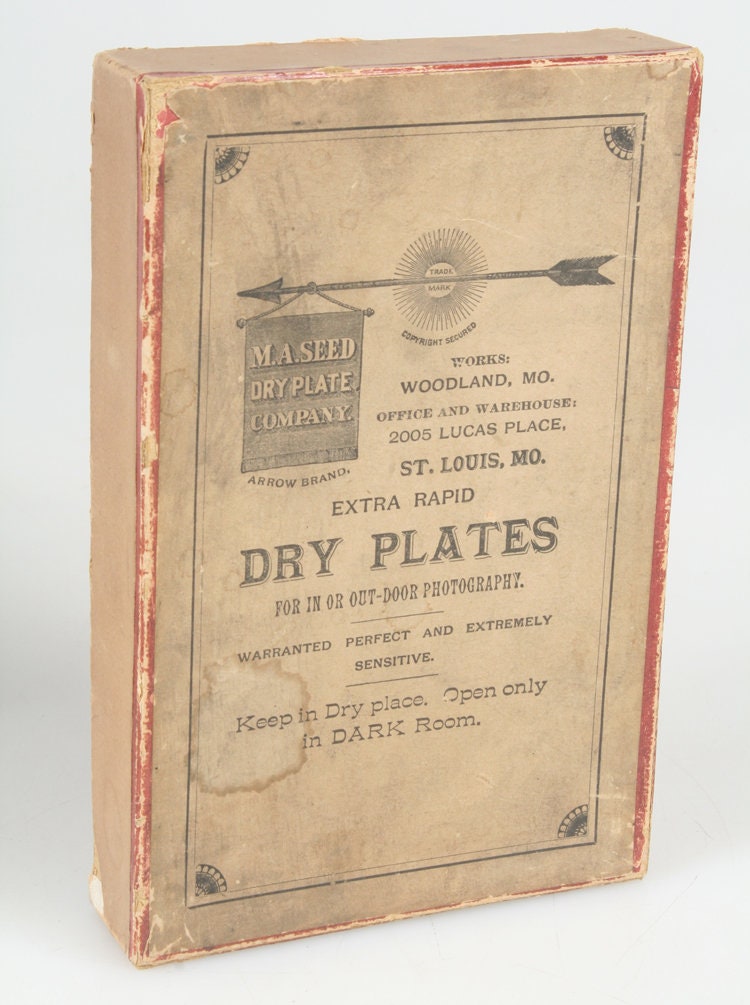 Photographic Dry Plate Box 5x8 M.A. Seeds, Empty Box