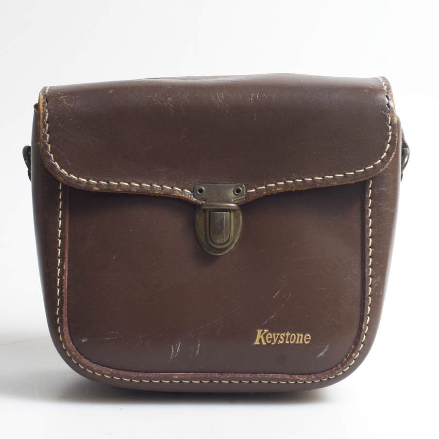 Brown Vintage Leather Camera Carrying Case with Strap 1940s