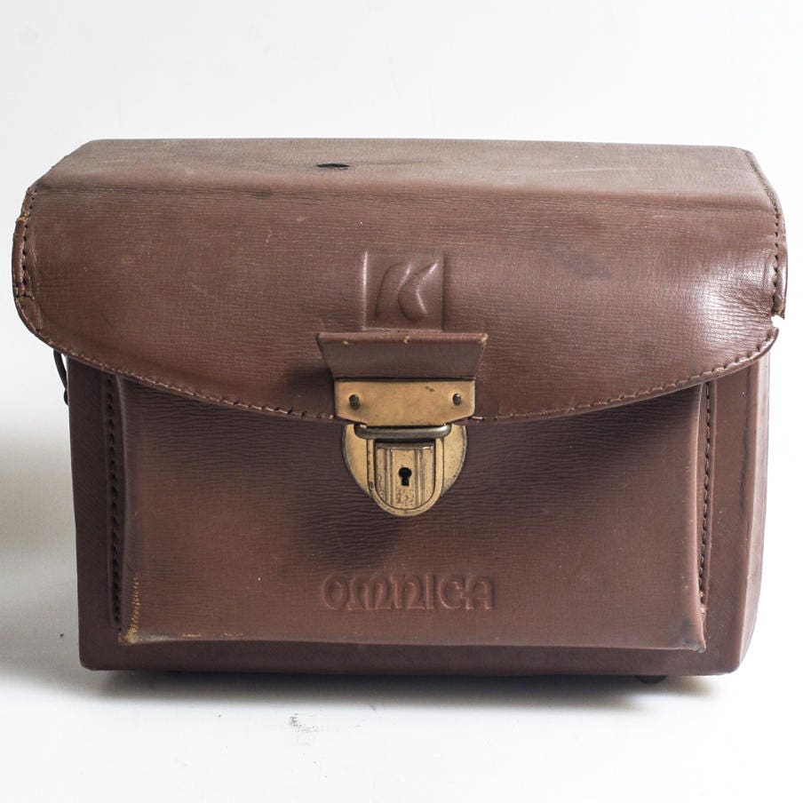 Brown Vintage Leather Camera Case 1950s