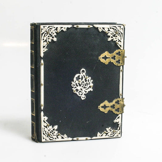 Vintage CDV Photo Album, Intricate White & Gold Accents, 1860s
