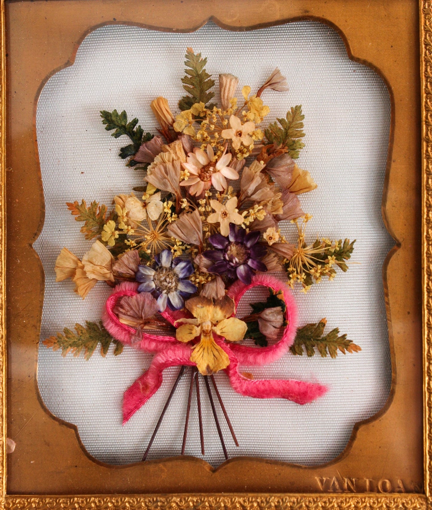 Rare 1840s 6th Plate Photo Carrier with Pressed Flowers
