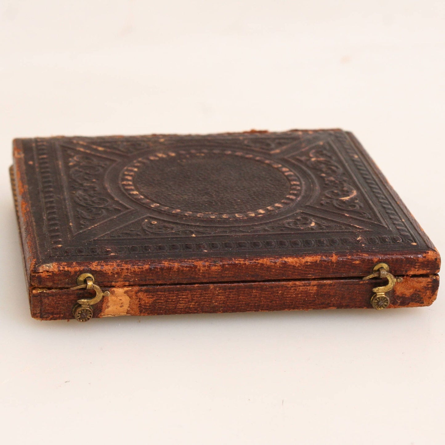 Rare 1840s 6th Plate Photo Carrier with Pressed Flowers