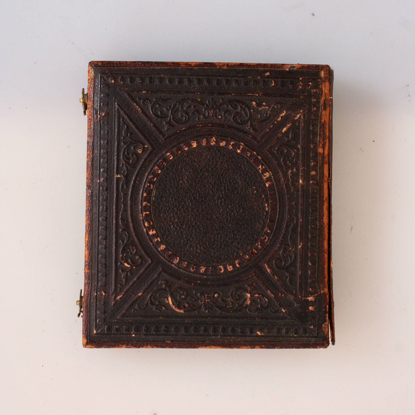 Rare 1840s 6th Plate Photo Carrier with Pressed Flowers
