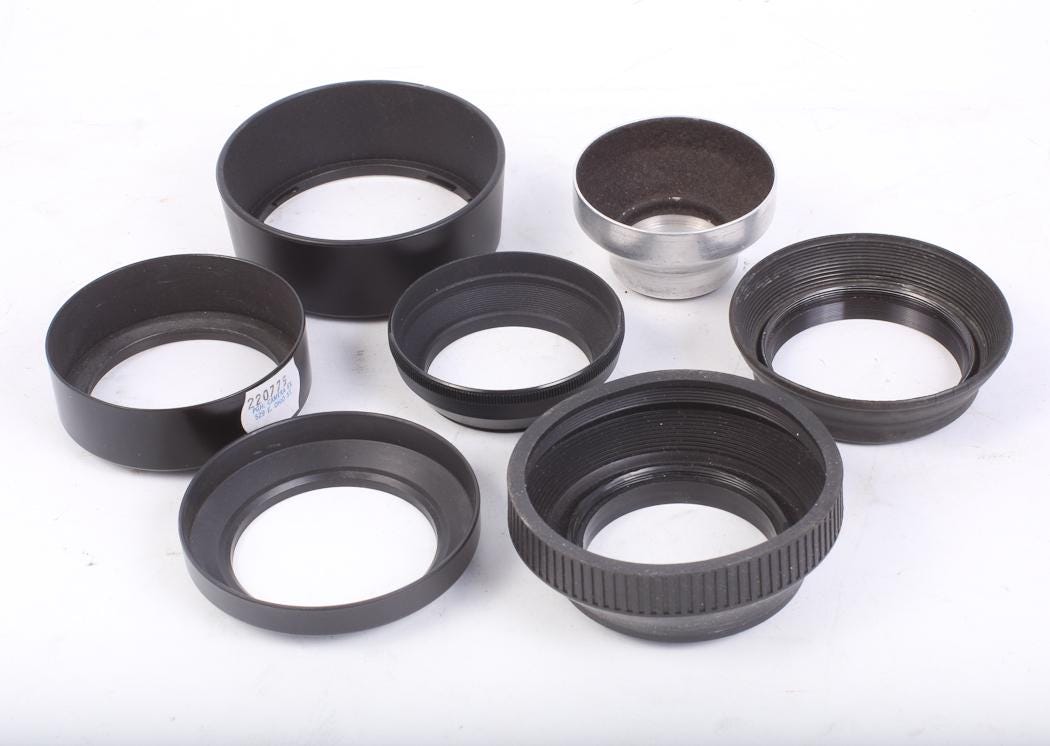 Sunshade Lens Hood Lot Of 7, Assorted Size