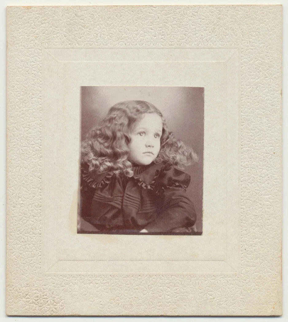 2 Photographs. Man w/ Large Mustache. Copy Print. Girl w/ Big Hair. Silver Print