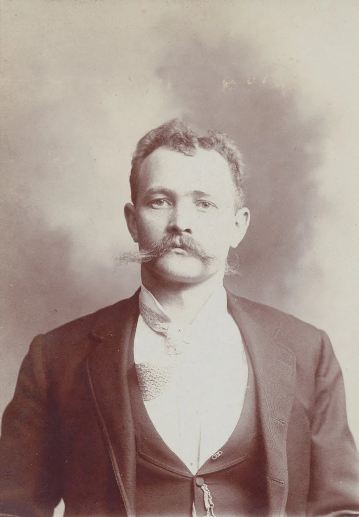 Disheveled Man w/ Scraggly Hair, Off Center Tie. Mounted Silver Print. Delaware.