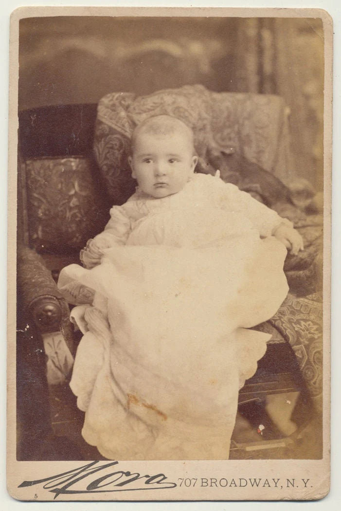 Cute Baby in Cascading Dress. Cabinet Card. New York.
