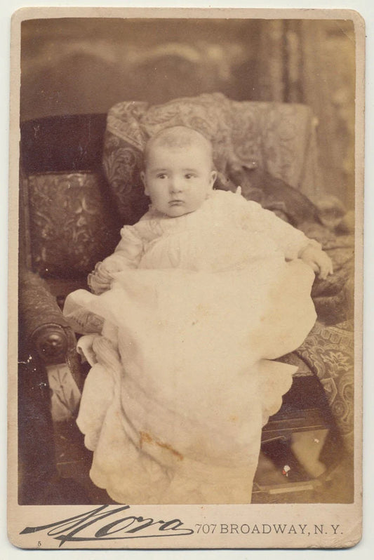 Cute Baby in Cascading Dress. Cabinet Card. New York.