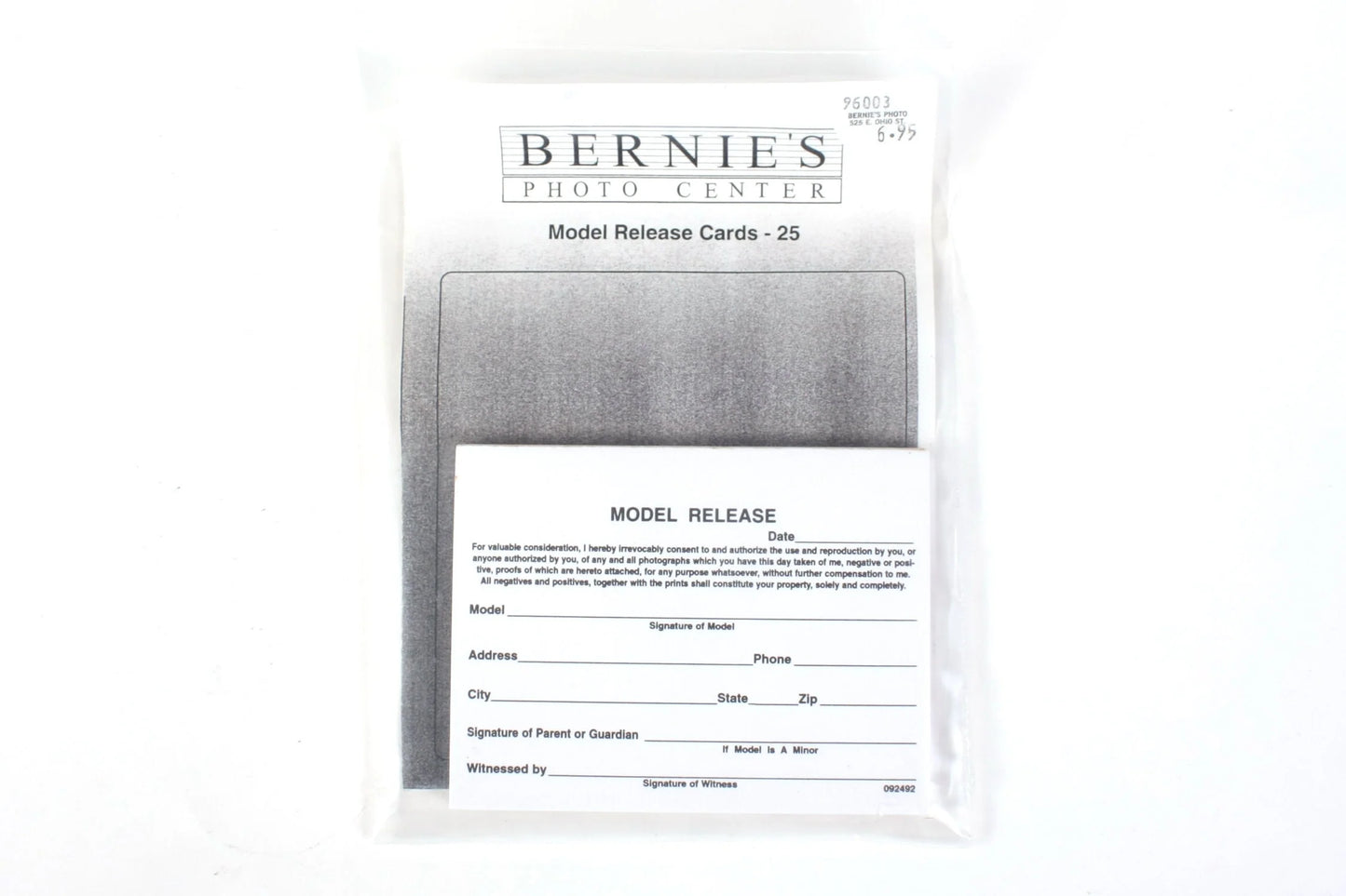 Model Release Cards 25PK