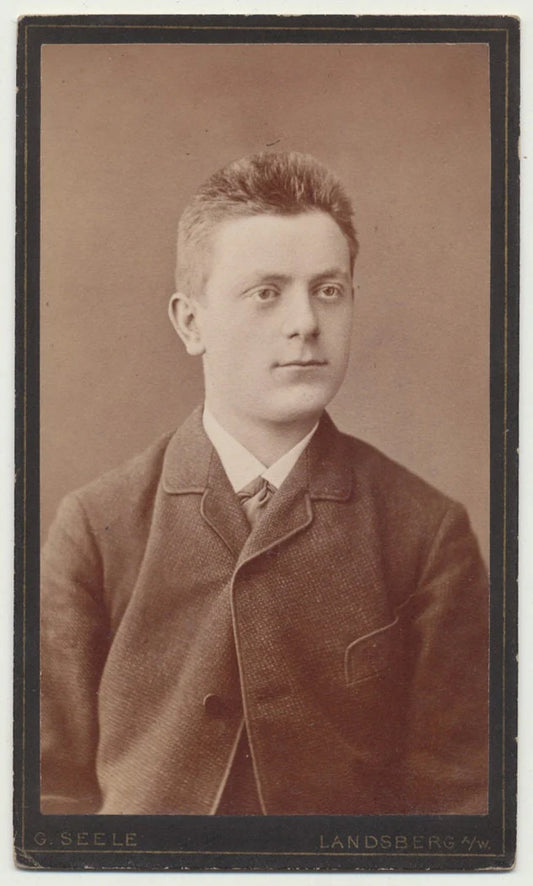 Young Man w/ Static Charged Hair in an Itchy Coat. CDV. Landsberg, Germany.