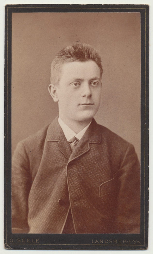 Young Man w/ Static Charged Hair in an Itchy Coat. CDV. Landsberg, Germany.